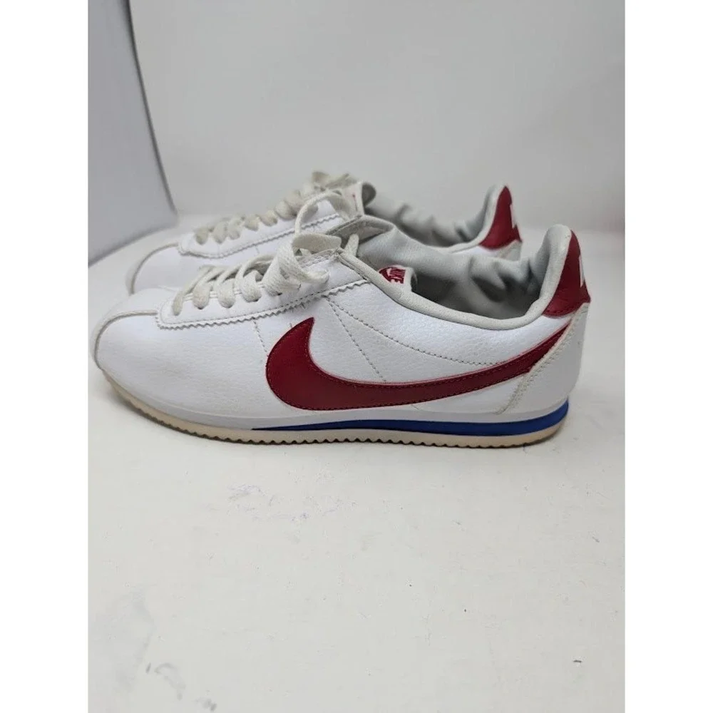 Nike Classic Cortez Leather Forrest Gump White Red Blue Sneakers Men's 8.5